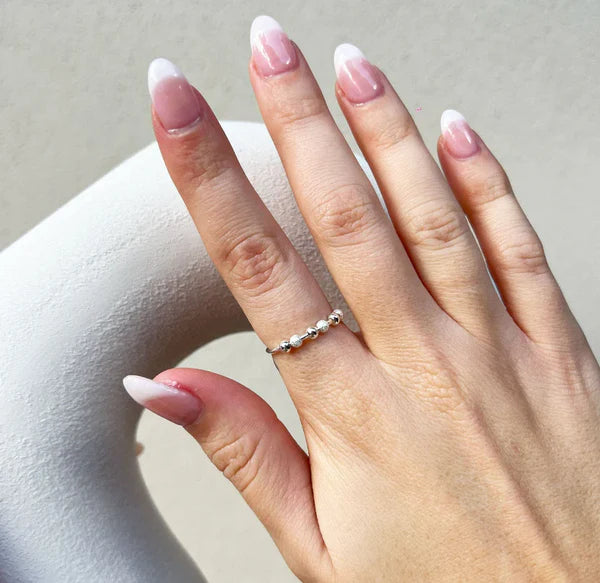 The Silver Sliding Bead Ring by Spinly