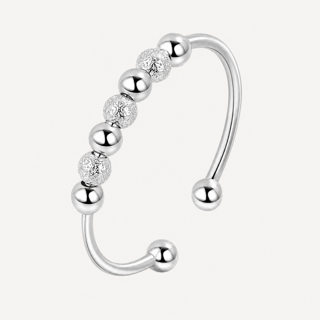 The Silver Sliding Bead Ring by Spinly