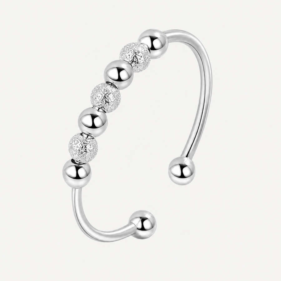 The Silver Sliding Bead Ring by Spinly